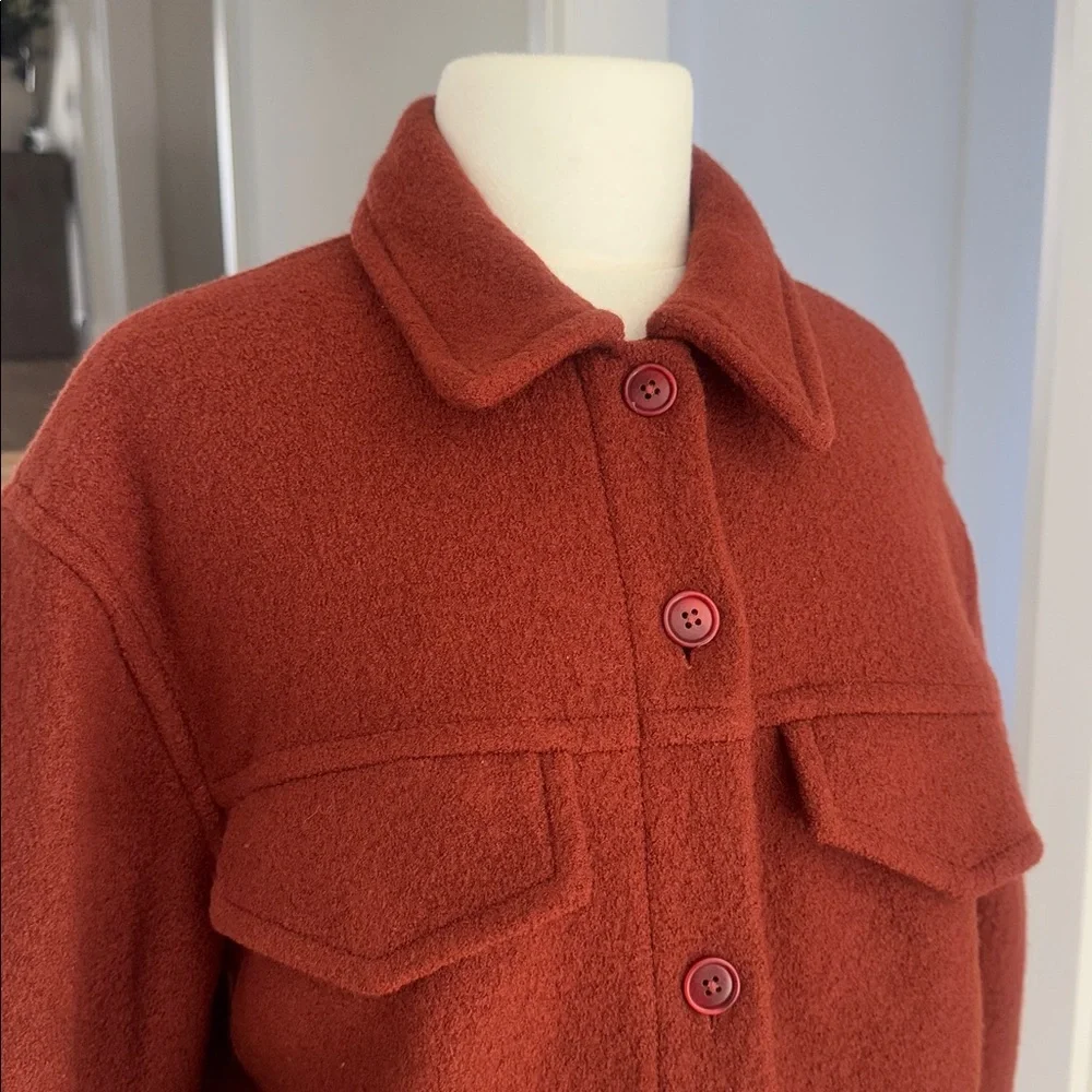 ARITZIA Sunday Best Sky Wool Terracotta Utility Shirt Jacket M - Picture 2 of 8